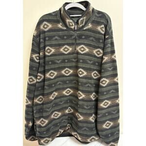 Hurley Buckle Supply Co Men's XXL Aztec 1/4 Zip Fleece Pullover Green Brown